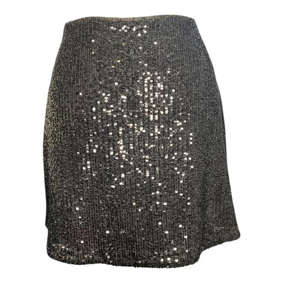 Banana Republic Size 6 Black Sequin Mini Skirt Side Zip Double Lined Holiday - Picture 1 of 10